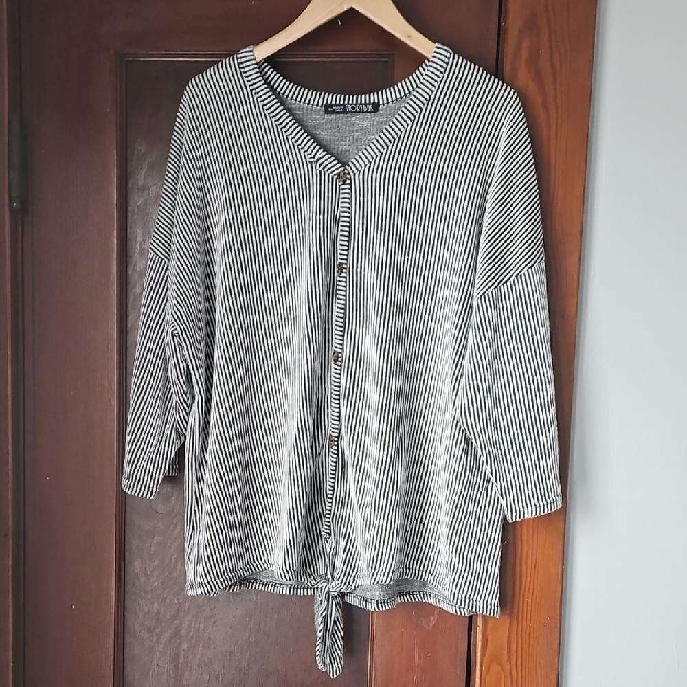 Striped Black and White Women's Top